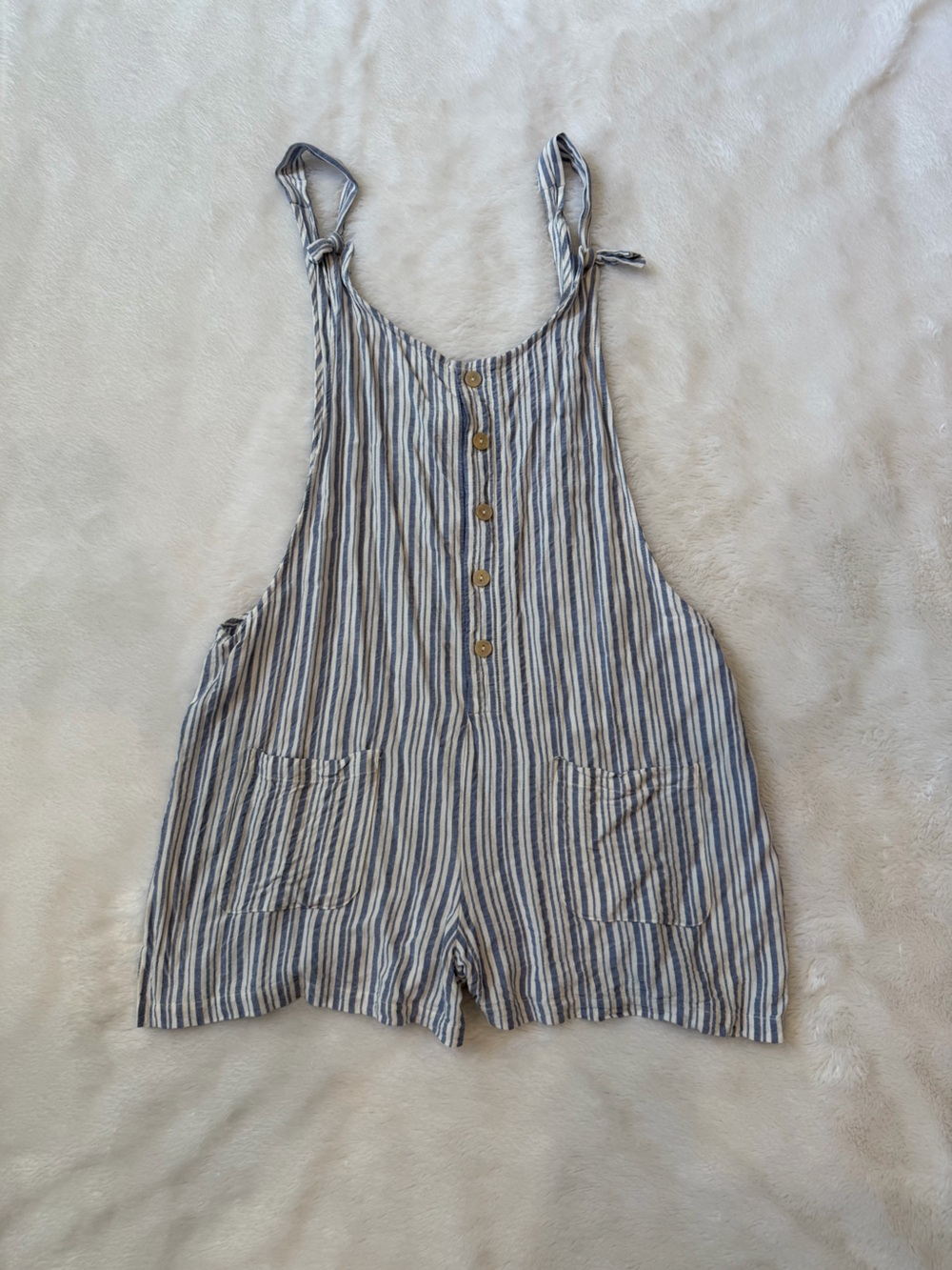 Xhilaration Blue and White Striped Tie-Shoulder Romper